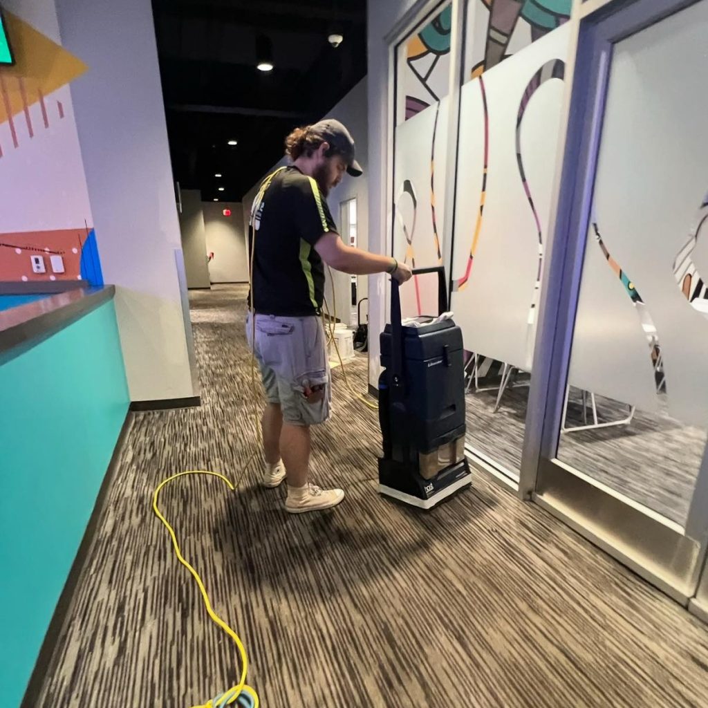 our team cleaning a carpet